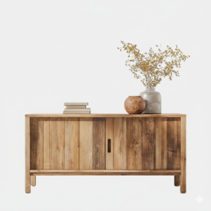 Handcrafted Reclaimed Wood Sideboard with Vertical Slat Detail
