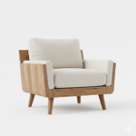 Scandi-Modern Oak & Linen Accent Chair