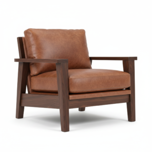Lastralix Heritage Walnut & Cognac PU Leather Lounge Chair