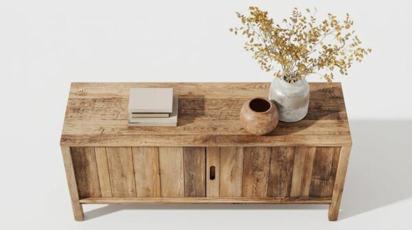 Handcrafted Reclaimed Wood Sideboard with Vertical Slat Detail