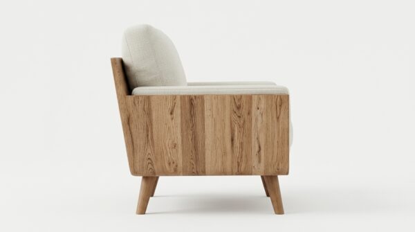 Scandi-Modern Oak & Linen Accent Chair