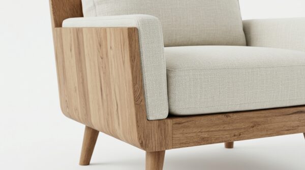 Scandi-Modern Oak & Linen Accent Chair